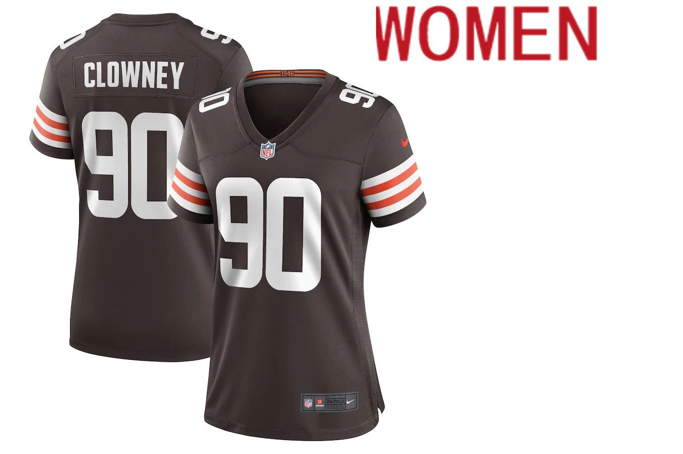 Women Cleveland Browns 90 Jadeveon Clowney Nike Brown Game NFL Jersey